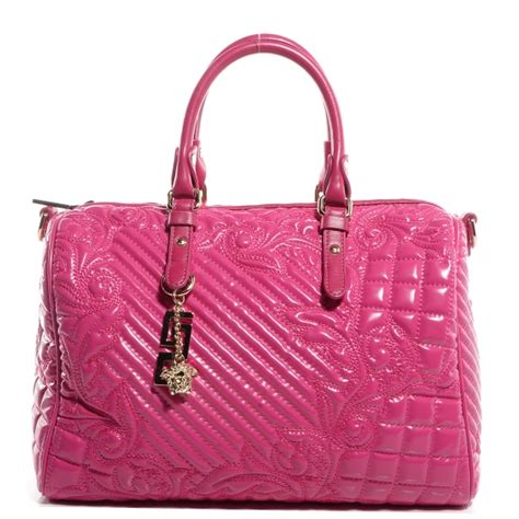 versace barocco quilted leather vanitas bowling bag fuchsia|VERSACE Barocco Quilted Leather Vanitas Bowling Bag Fuchsia .